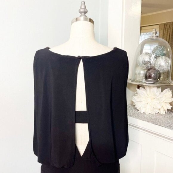 Cachet Black Beaded Neckline Open Back Sheath Dress Medium - Picture 8 of 10